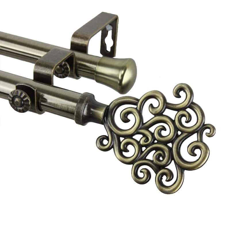 InStyleDesign Cloud Antique Brass Adjustable Double Curtain Rod Set