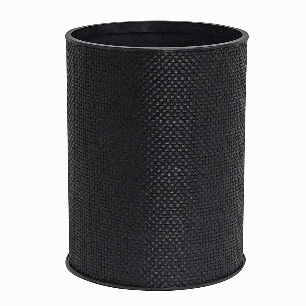 Black Basketweave Bath Wastebasket