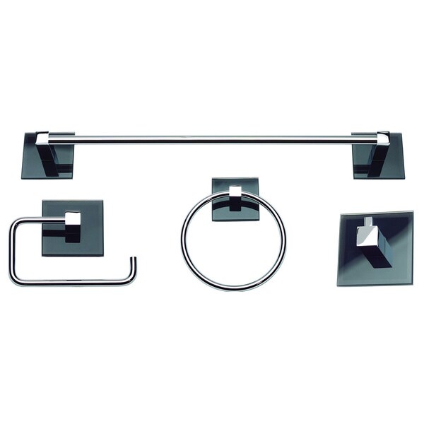 Spa Chrome/ Black Glass 4piece Bathroom Accessory Set Overstock