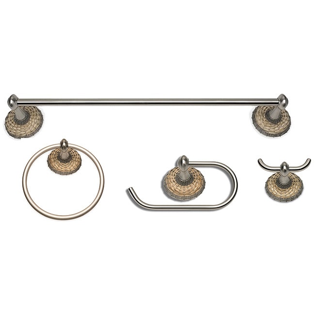 Hamptons Brushed Nickel 4 piece Bathroom Accessory Set