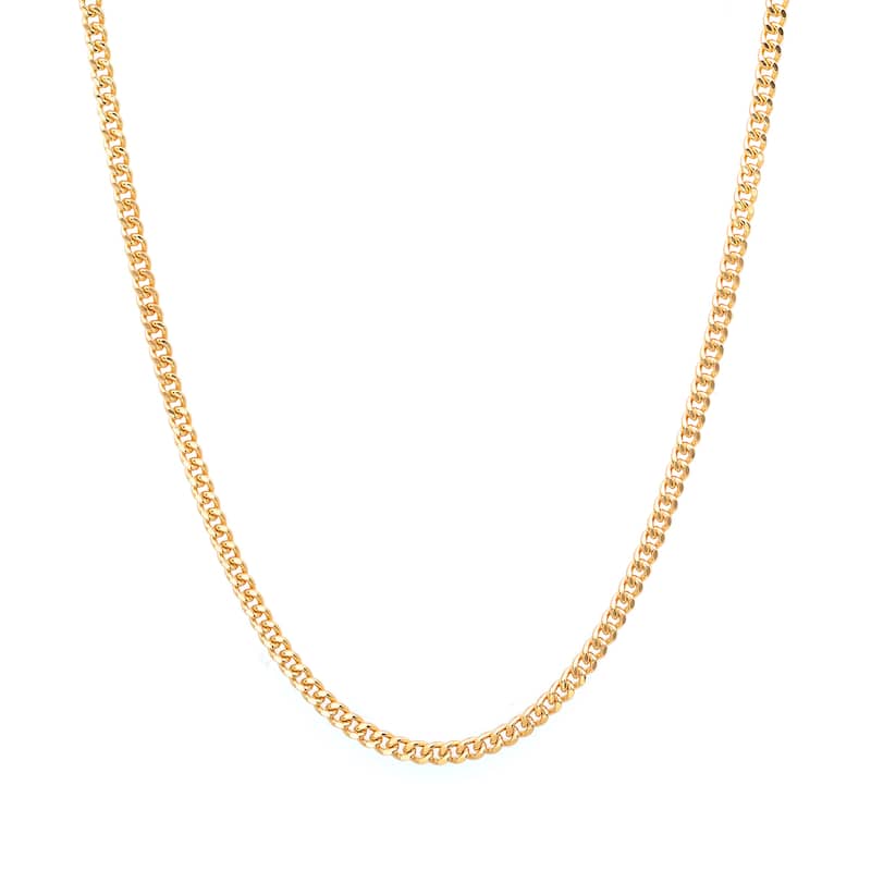 Roberto Martinez Gold Plated Silver 1.25 mm Curb Chain Necklace (16"-24") - Yellow