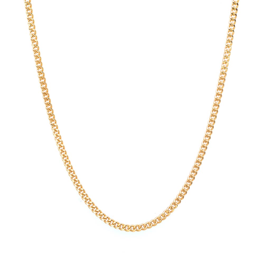 Roberto Martinez Gold Plated Silver 1.25 mm Curb Chain Necklace (16"-24") - Yellow