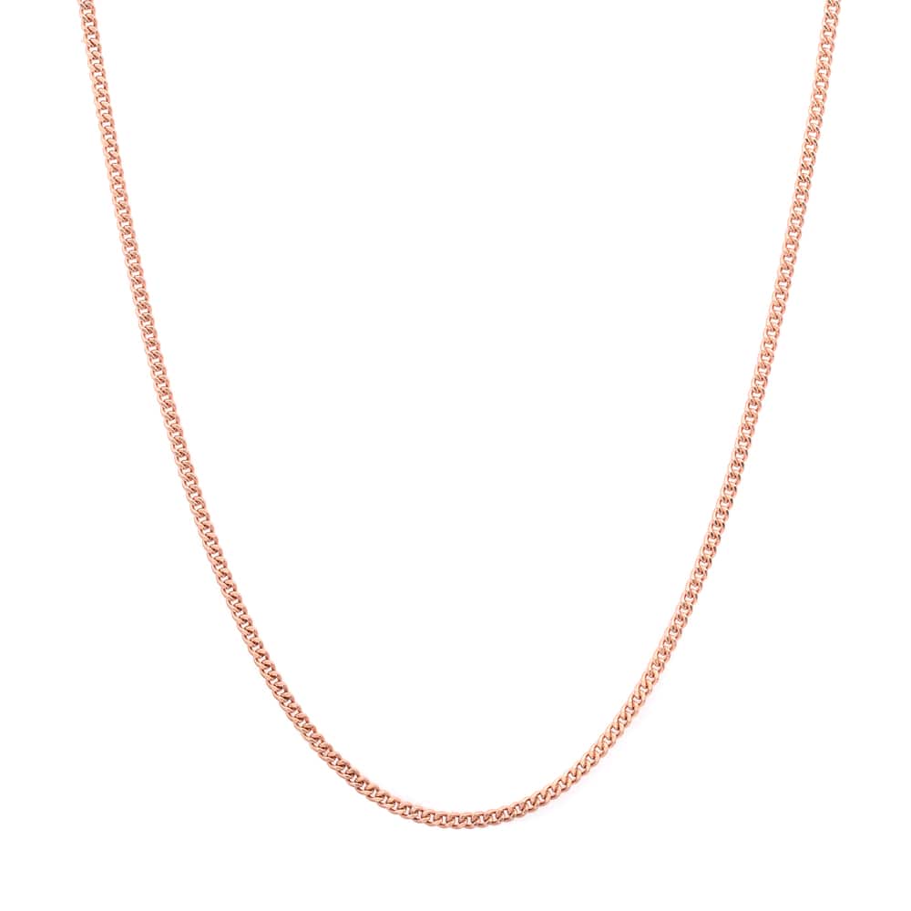 Roberto Martinez Rose Gold Plated Silver 1.25 mm Curb Chain (16"-24") - Pink