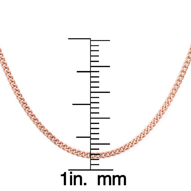 Roberto Martinez Rose Gold Plated Silver 1.25 mm Curb Chain (16"-24") - Pink