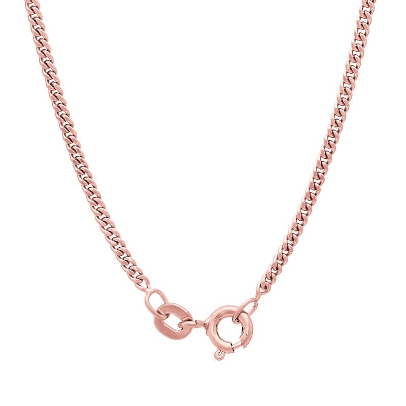 Roberto Martinez Rose Gold Plated Silver 2 mm Curb Chain (16"-24")
