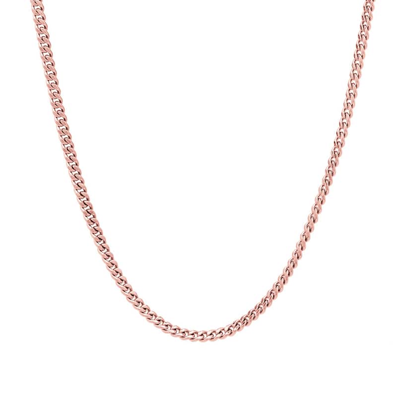 Roberto Martinez Rose Gold Plated Silver 2 mm Curb Chain (16"-24")