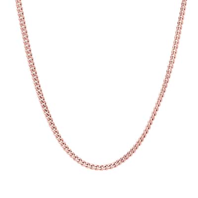 Roberto Martinez Rose Gold Plated Silver 2 mm Curb Chain (16"-24")