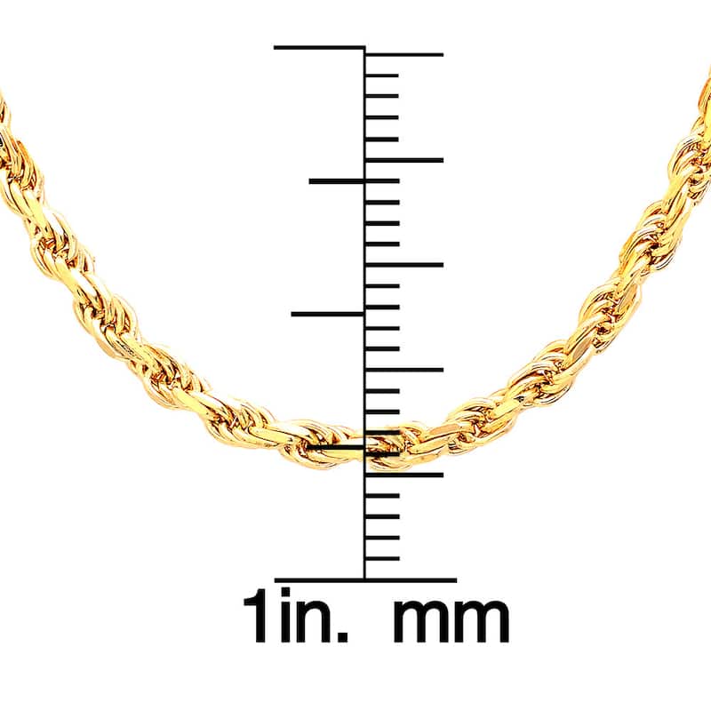 Roberto Martinez Gold Plated Silver 2.25 mm Rope Chain (16"-30") - Yellow