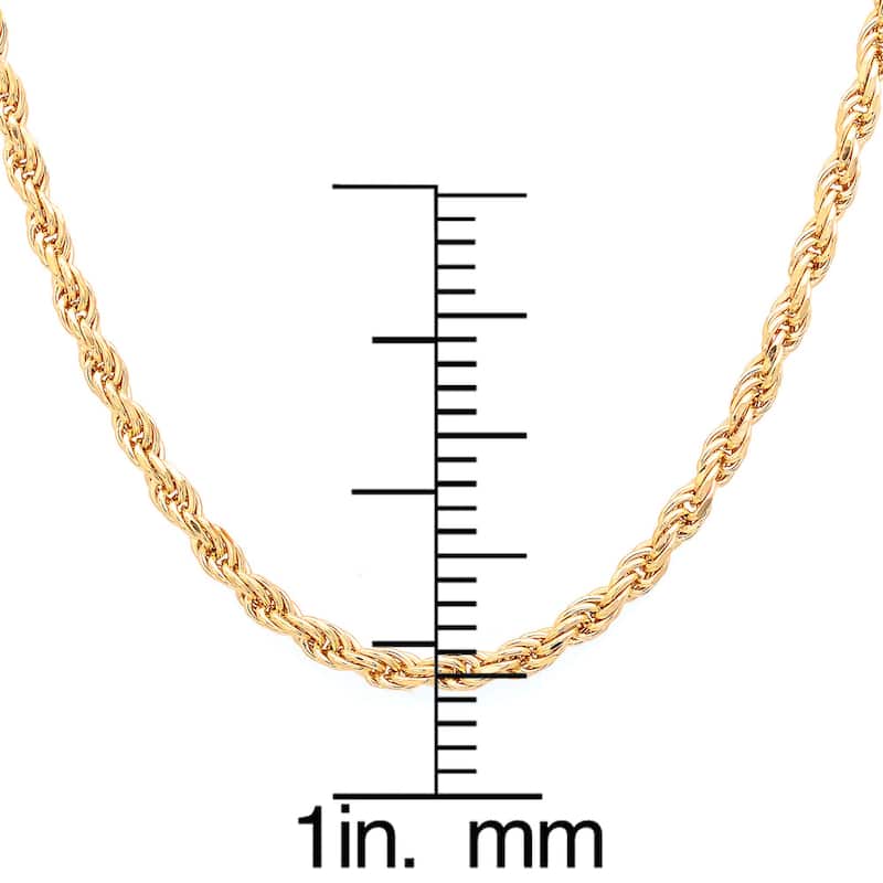 Roberto Martinez Gold Plated Silver 1.8 mm Diamond-cut Rope Chain (16-30 Inch)
