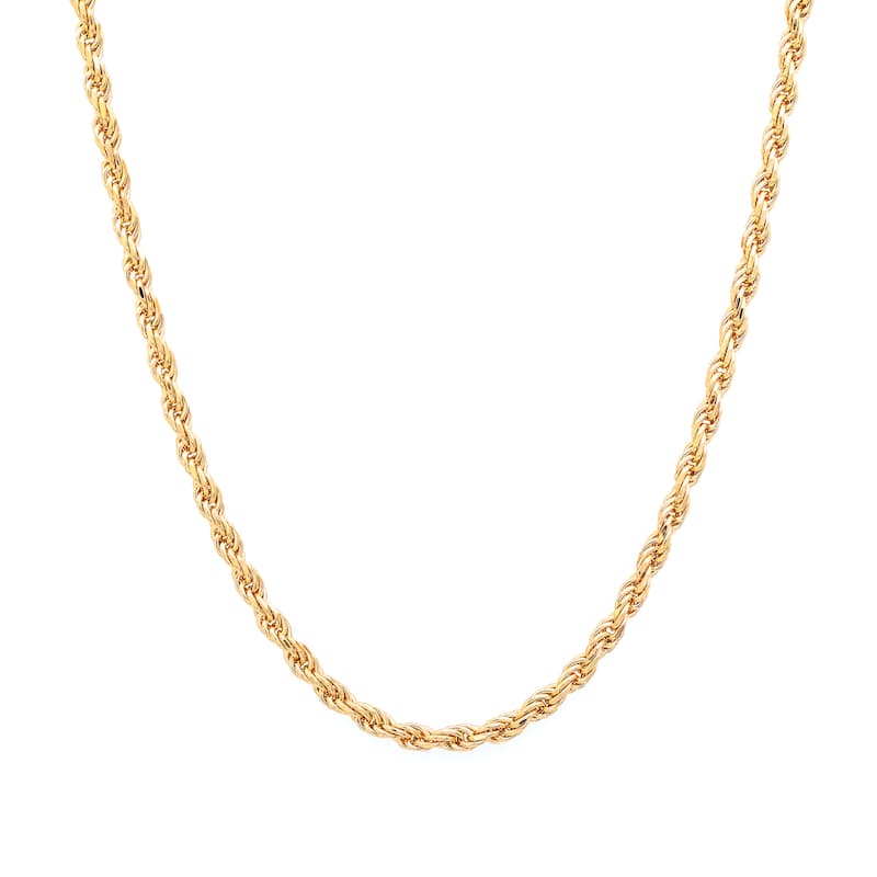 Roberto Martinez Gold Plated Silver 1.8 mm Diamond-cut Rope Chain (16-30 Inch)