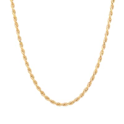 Roberto Martinez Gold Plated Silver 1.8 mm Diamond-cut Rope Chain (16-30 Inch)