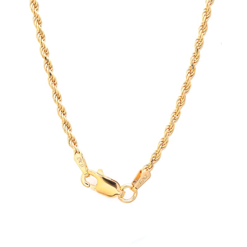 Roberto Martinez Gold Plated Silver 1.8 mm Diamond-cut Rope Chain (16-30 Inch)