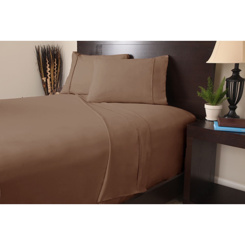 Windsor Windsor Microfiber Solid Color 4 piece Sheet Set Brown Size Twin