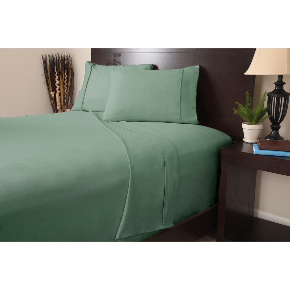 Windsor Windsor Microfiber Solid Color 4 piece Sheet Set Green Size Twin