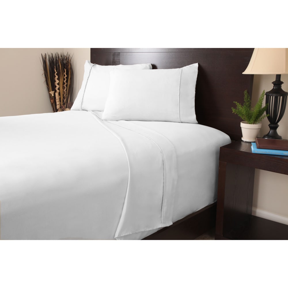 Windsor Windsor Microfiber Solid Color 4 piece Sheet Set White Size Full