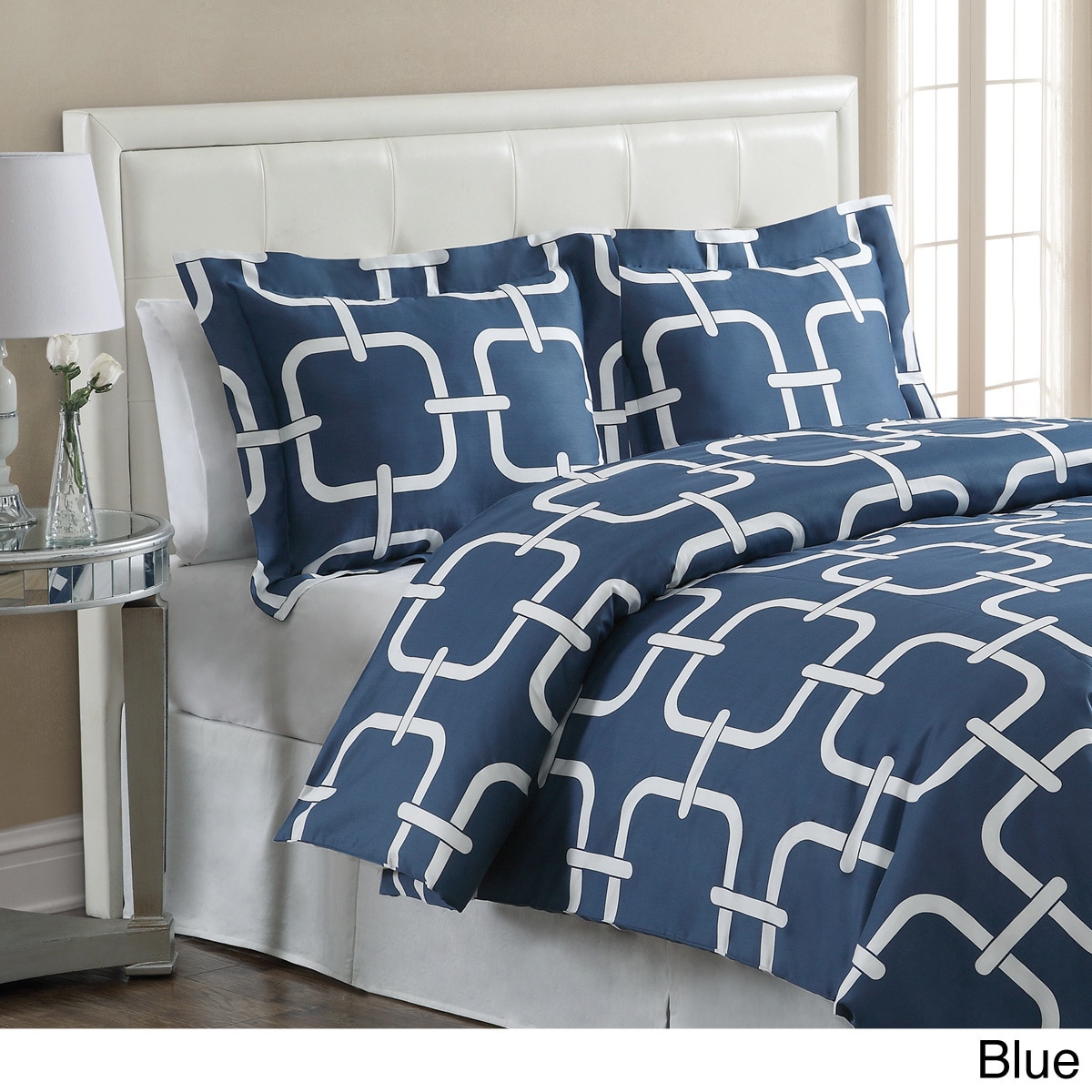 Lpc Oslo 3 piece Duvet Cover Set Blue Size Full  Queen