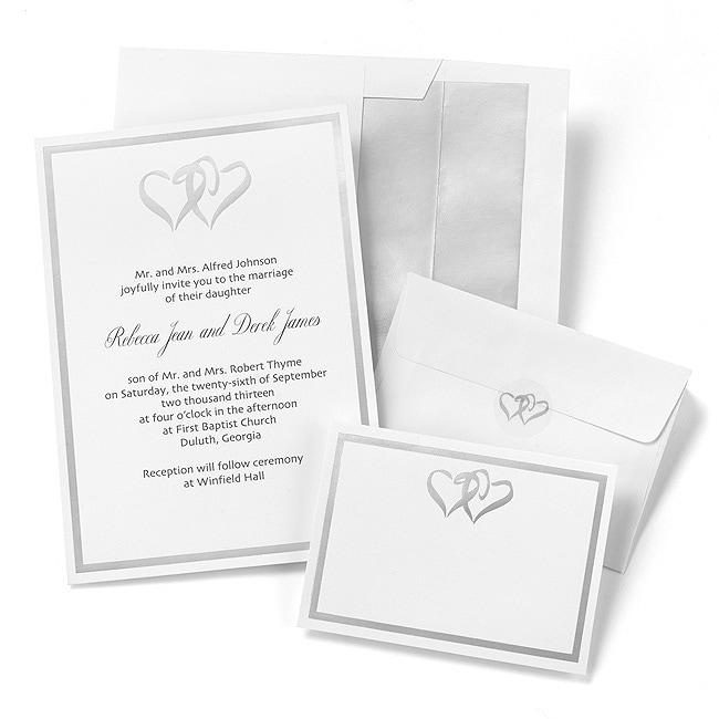 Silver Double Heart Invitation Kit