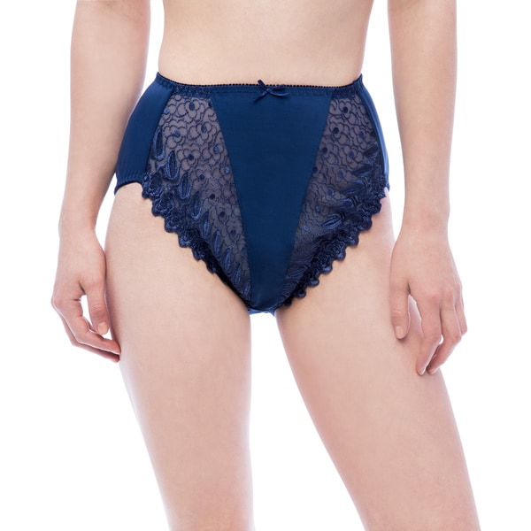 Valmont Embroidered Lace Hi-Cut Panty Brief. Opens flyout.