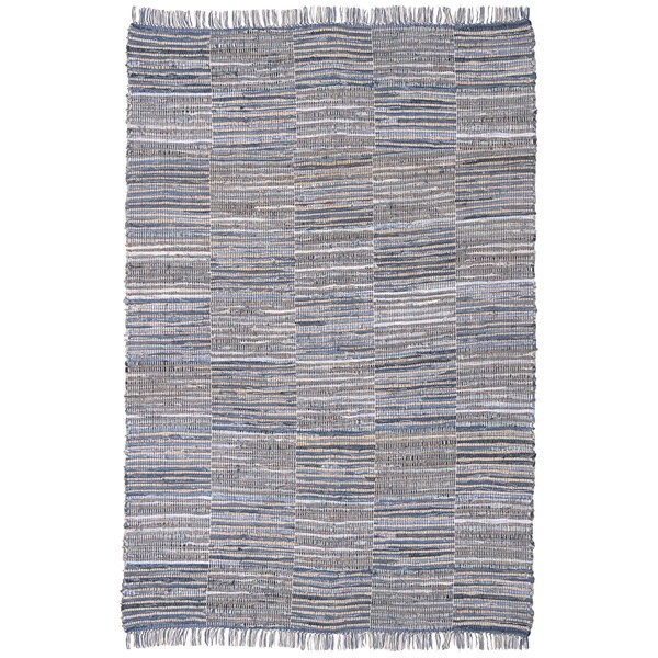 Blue Jeans Checkered Hand Woven Denim and Hemp Rug - 9'x12'