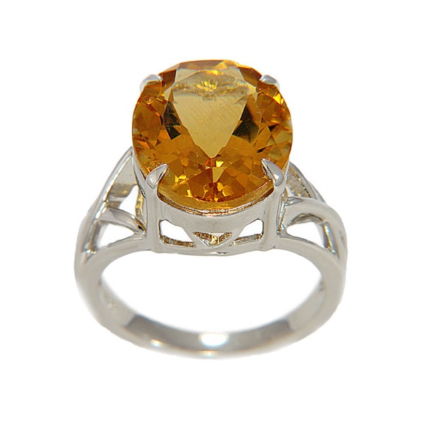 Sterling Silver Oval-cut Citrine Ring - Free Shipping On Orders Over ...