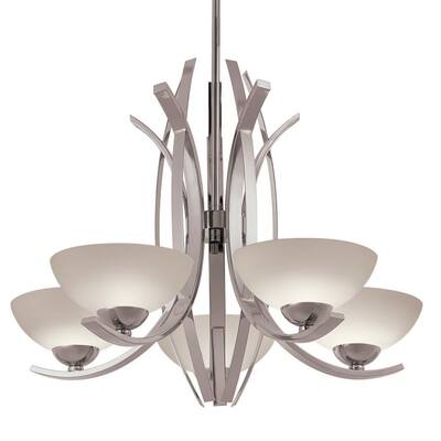 Transitional 5-light Chandelier in Polished Nickel