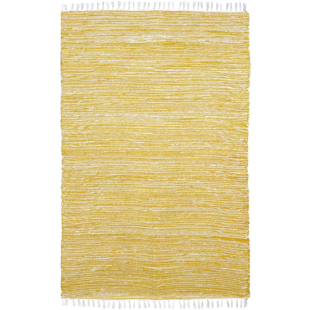 Yellow Reversible Chenille Flat Weave 5x8 Rug