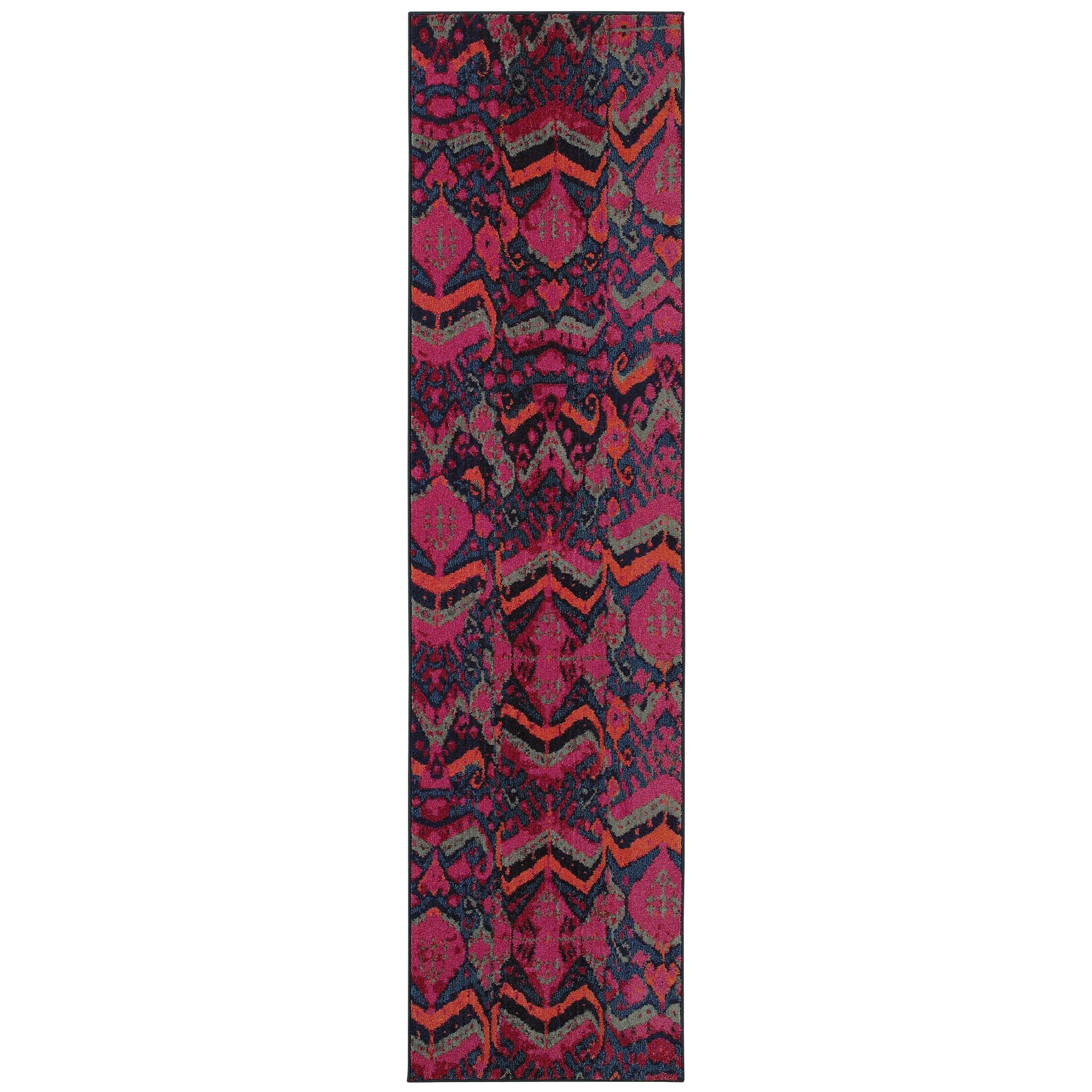 Kaleidoscope Blue And Pink Area Rug (27 X 10)