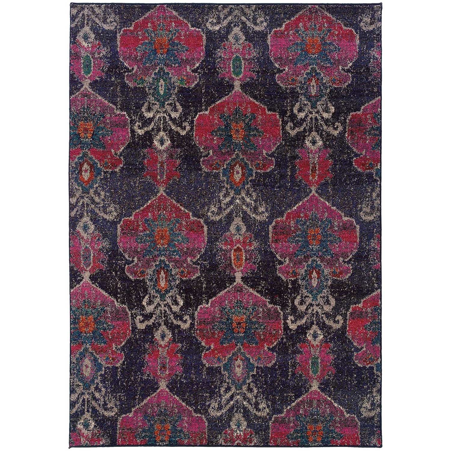 Antiqued Modern Grey/ Pink Contemporary Area Rug (4 X 59)