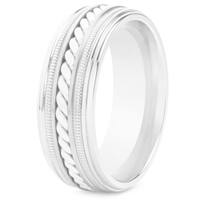 Crucible Titanium and Sterling Silver Men's Double Rope Inlay Ring