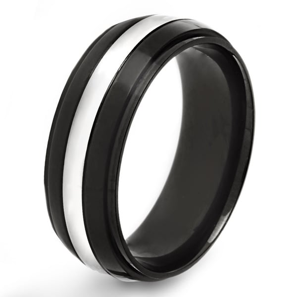 Crucible Black Plated Stainless Steel Grooved Band. Opens flyout.