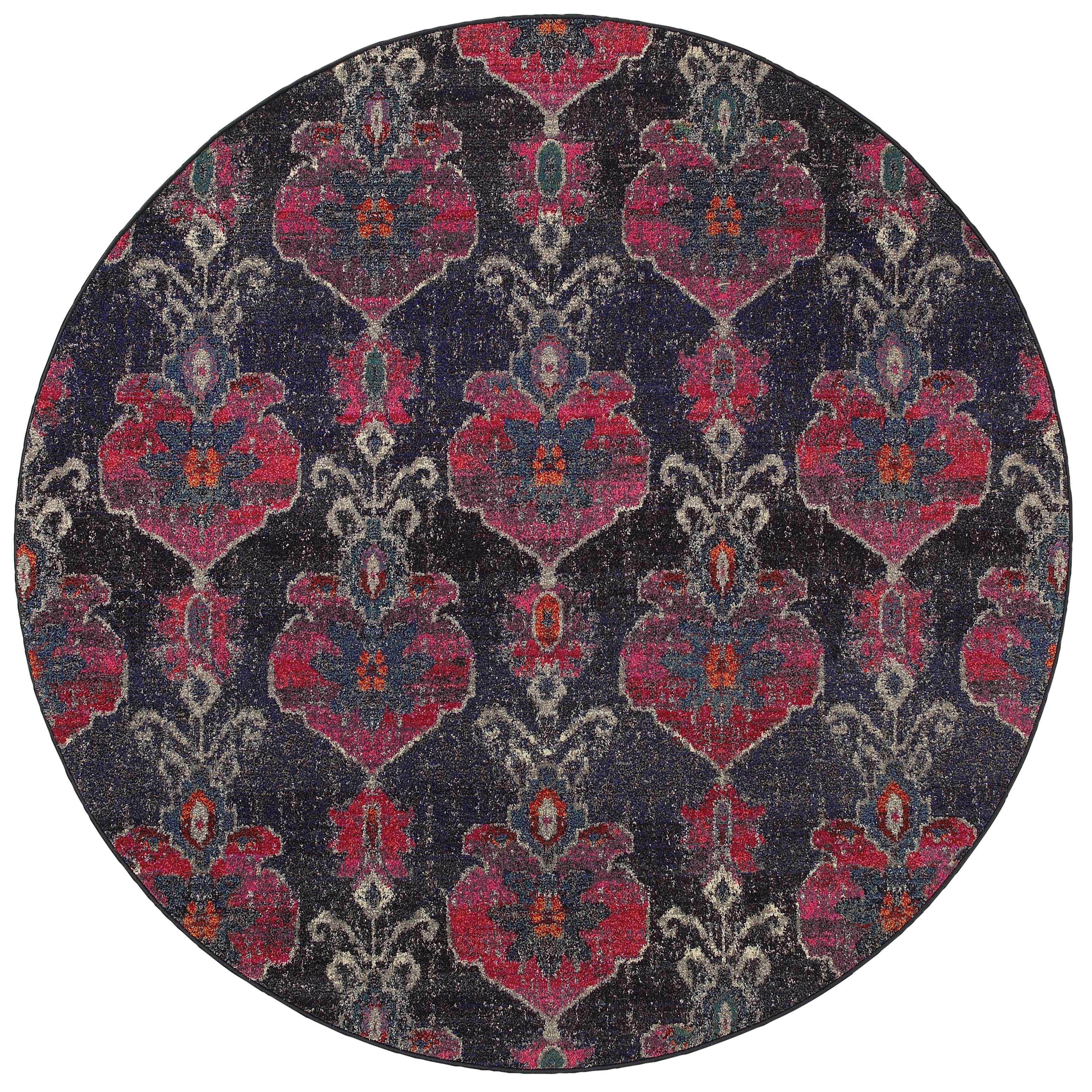 Kaleidoscope Grey/ Pink Polypropylene Rug (78 Round)