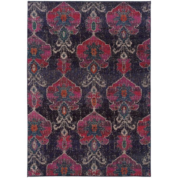 Antiqued Modern Grey/ Pink Rug (7'10 x 11') - 7'10" x 10'10"