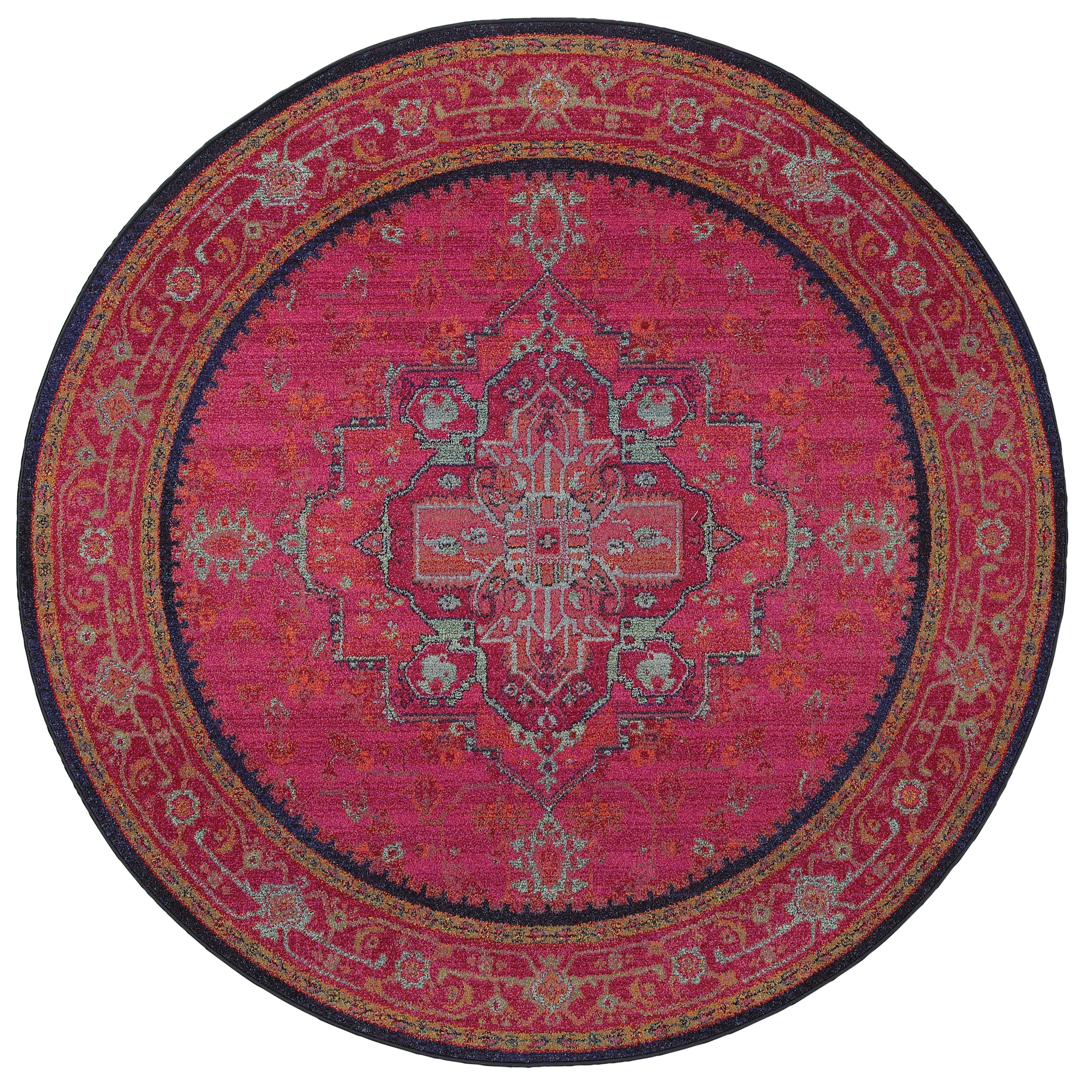 Shop Updated Traditional Pink/ Blue Rug (7'8 Round) 7'8 Free