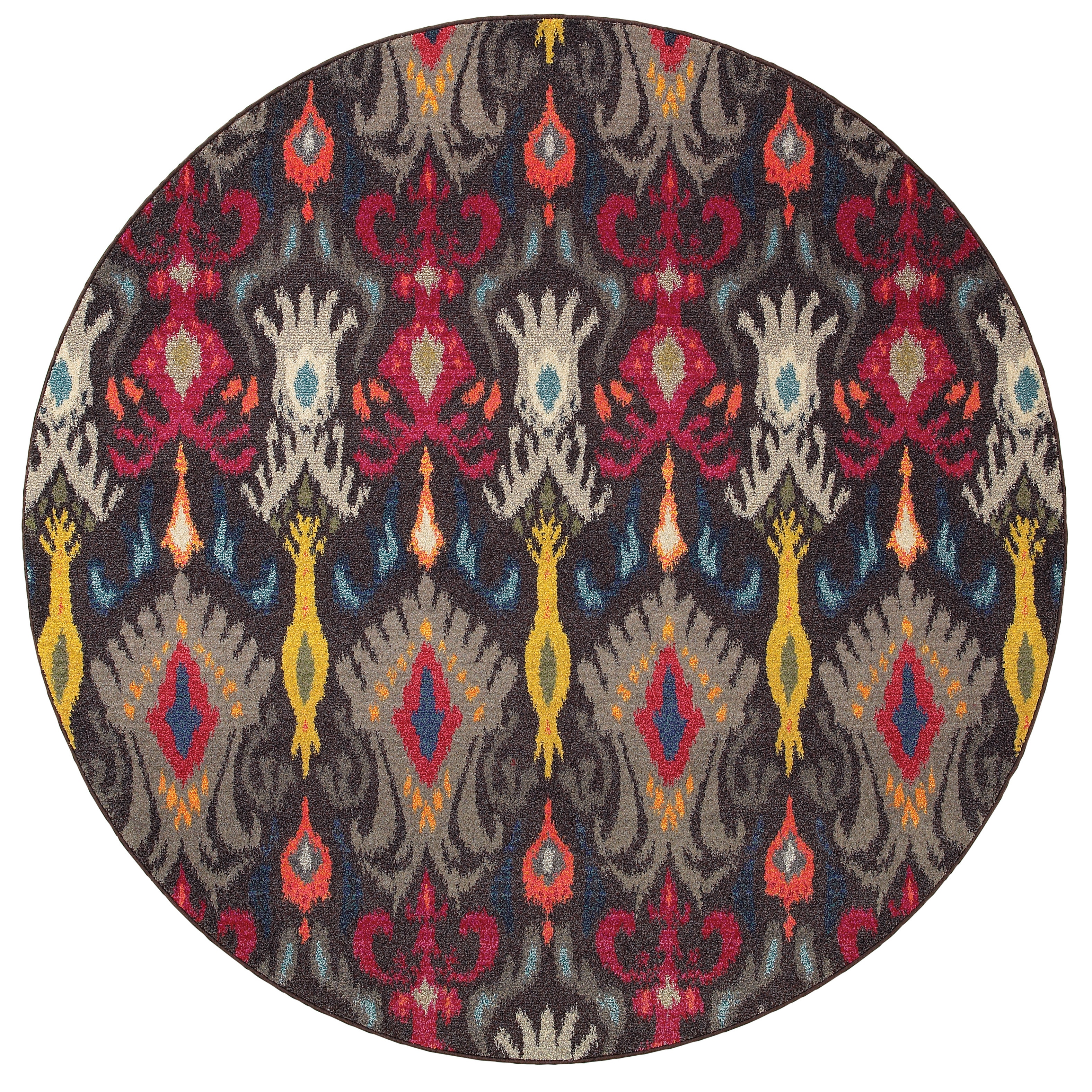 Vibrant Boheiman Grey/ Multi Polypropylene Rug (78 Round)