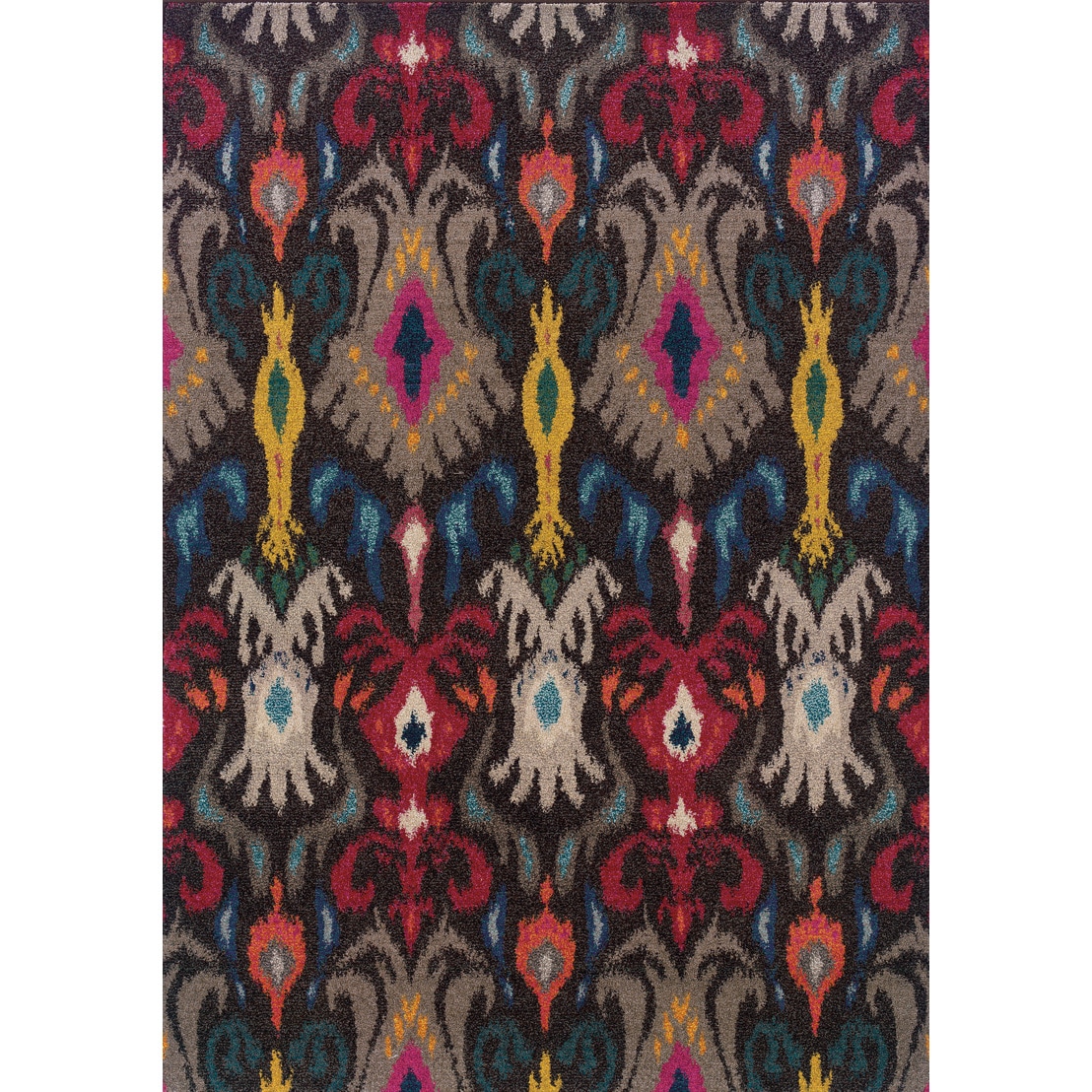 Vibrant Boheiman Abstract pattern Gray/ Multicolored Polypropylene Rug (99 X 122)