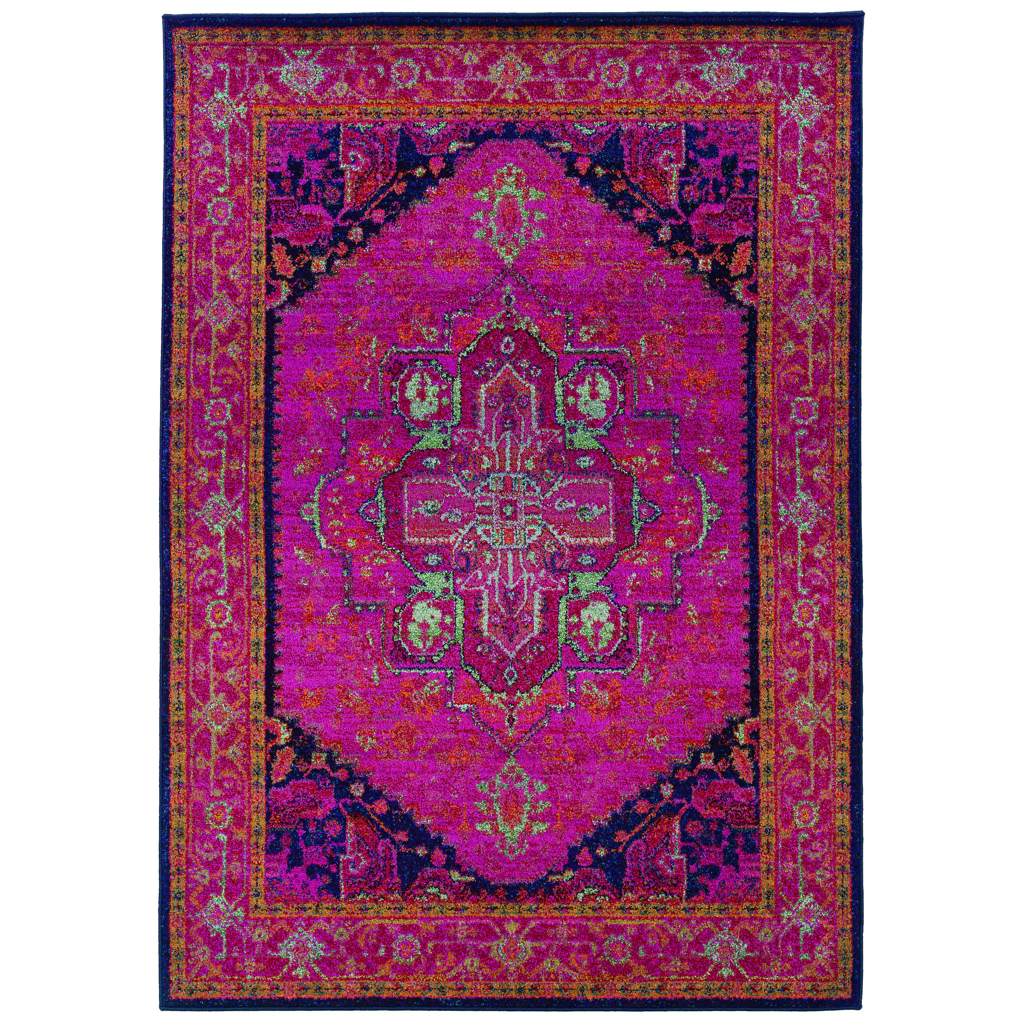 Updated Traditional Pink/ Blue Polypropylene Rug (710 X 11)