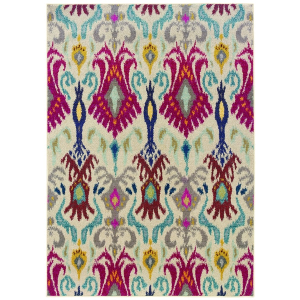 Kaleidoscope Ivory/ Red Polypropylene Rug (5'3"x7'6") Oriental Weavers 5x8   6x9 Rugs