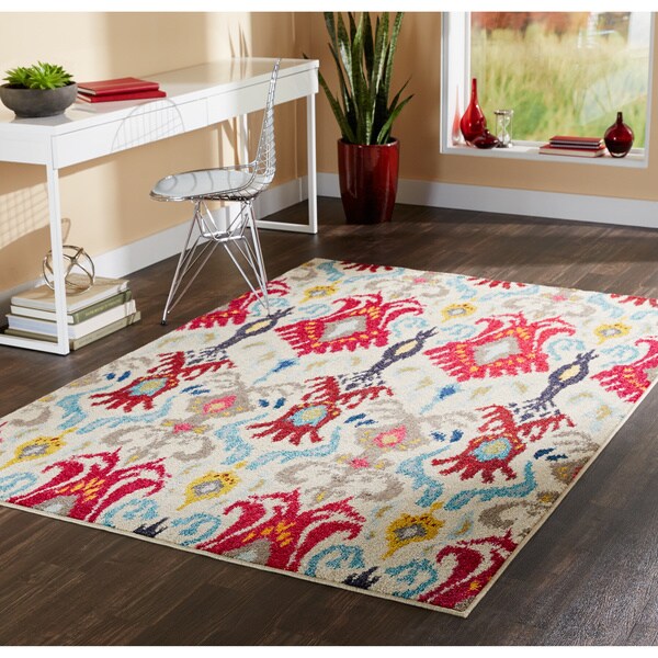 Vibrant Bohemian Ivory/ Red Rug (9'9 x 12'2) - 9'9" x 12'2"
