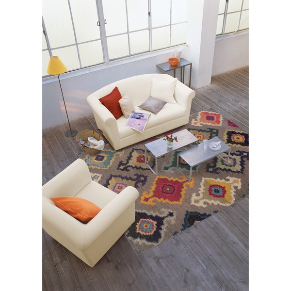 Vibrant Bohemian Grey and Multicolored Area Rug (4 x 59)  