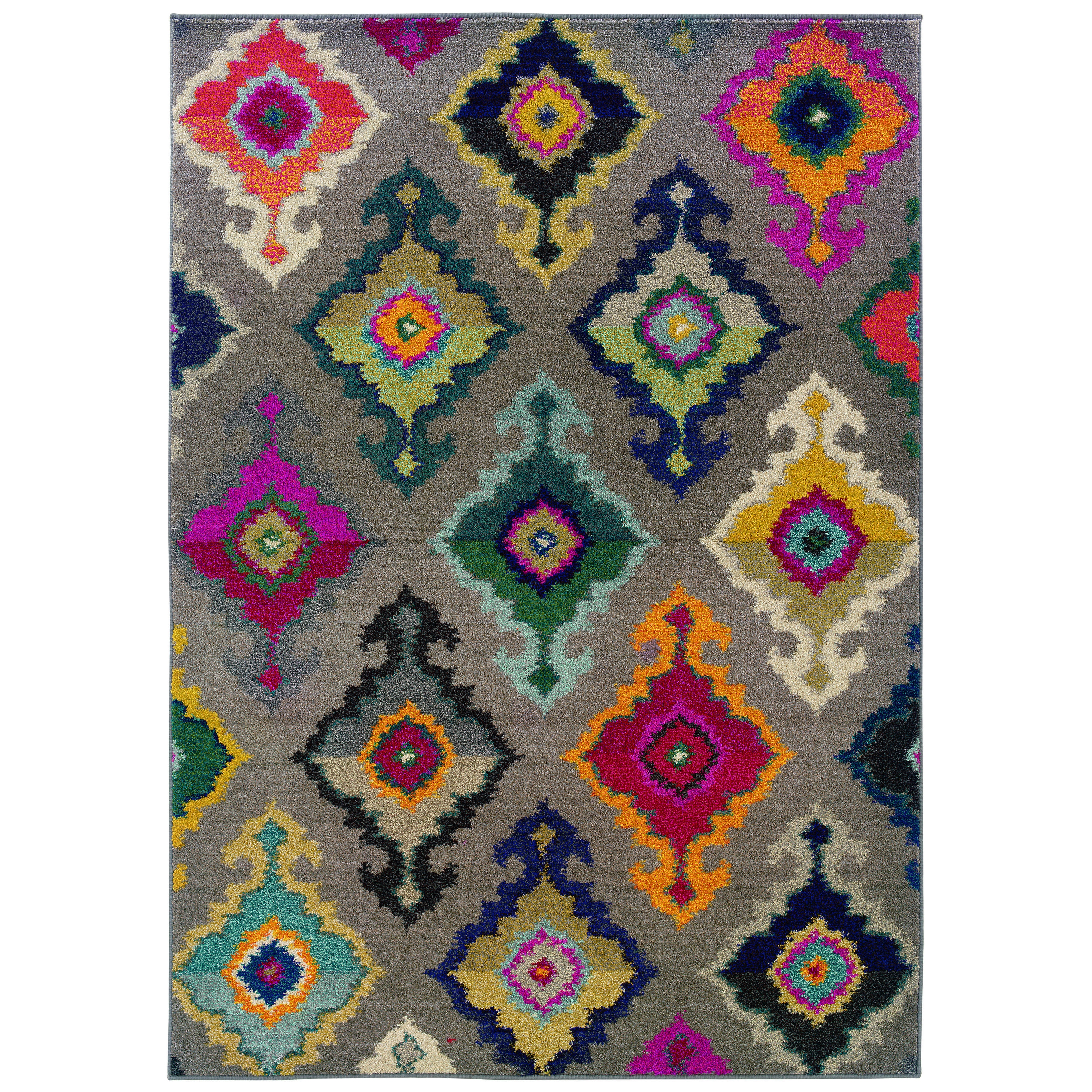 Vibrant Bohemian Grey/ Multi Polypropylene Rug (53 X 76)