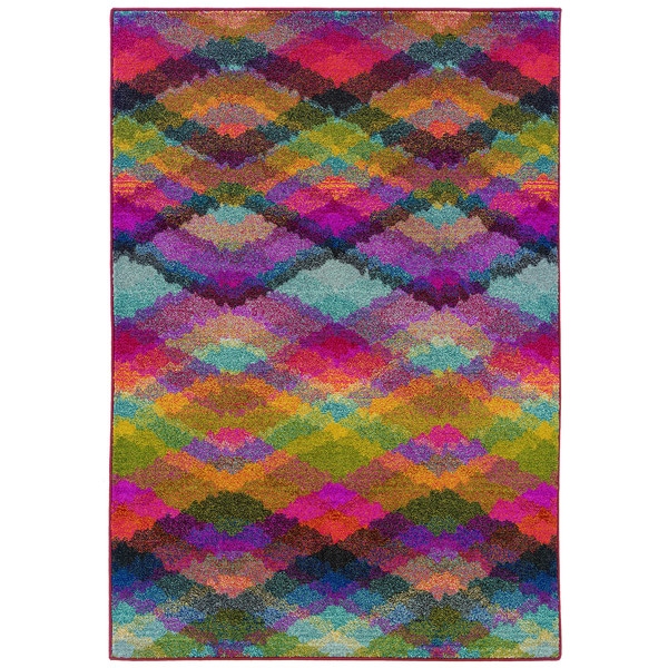 Bold Argyle Multi/ Pink Rug (6'7 x 9'1) - 6'7" x 9'1"