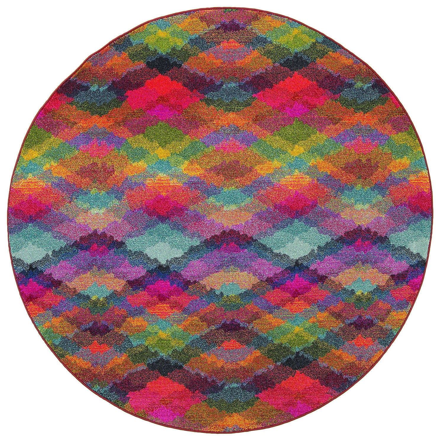 Bold Argyle Contemporary Multi/ Pink Polypropylene Rug (78 Round)