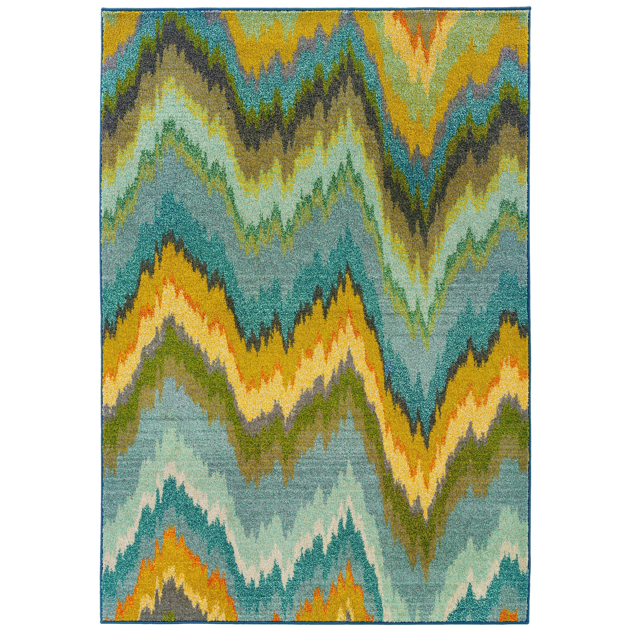 Vibrant Ikat Yellow And Blue Area Rug (4 X 59)