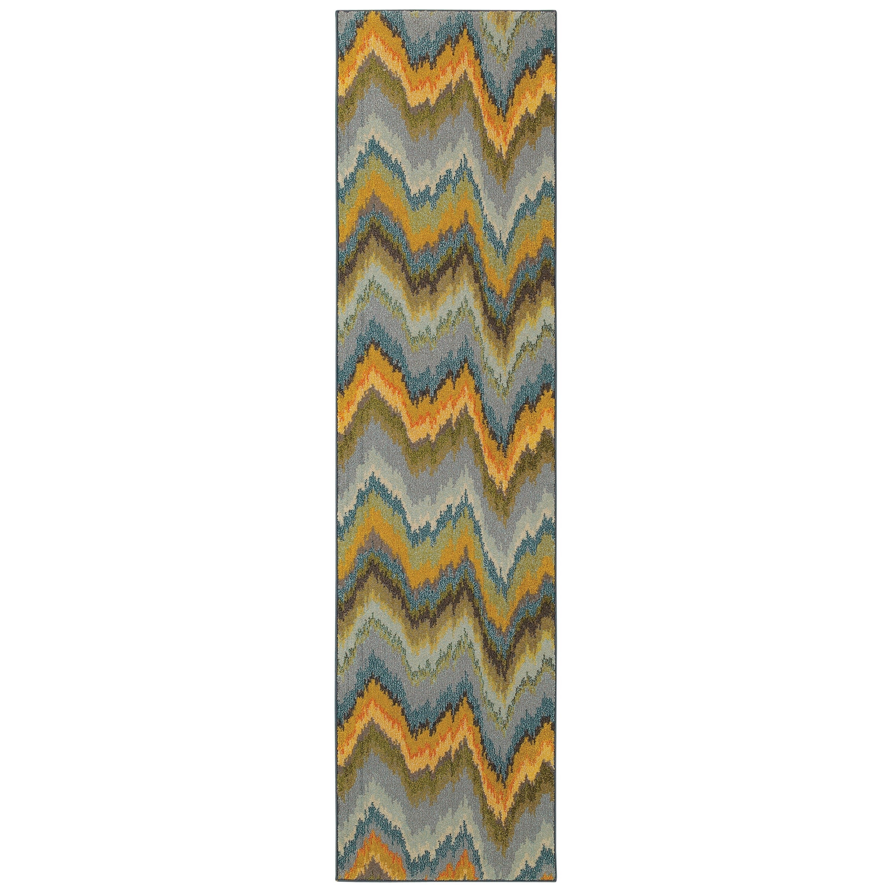 Vibrant Ikat Yellow And Blue Area Rug (27 X 10)