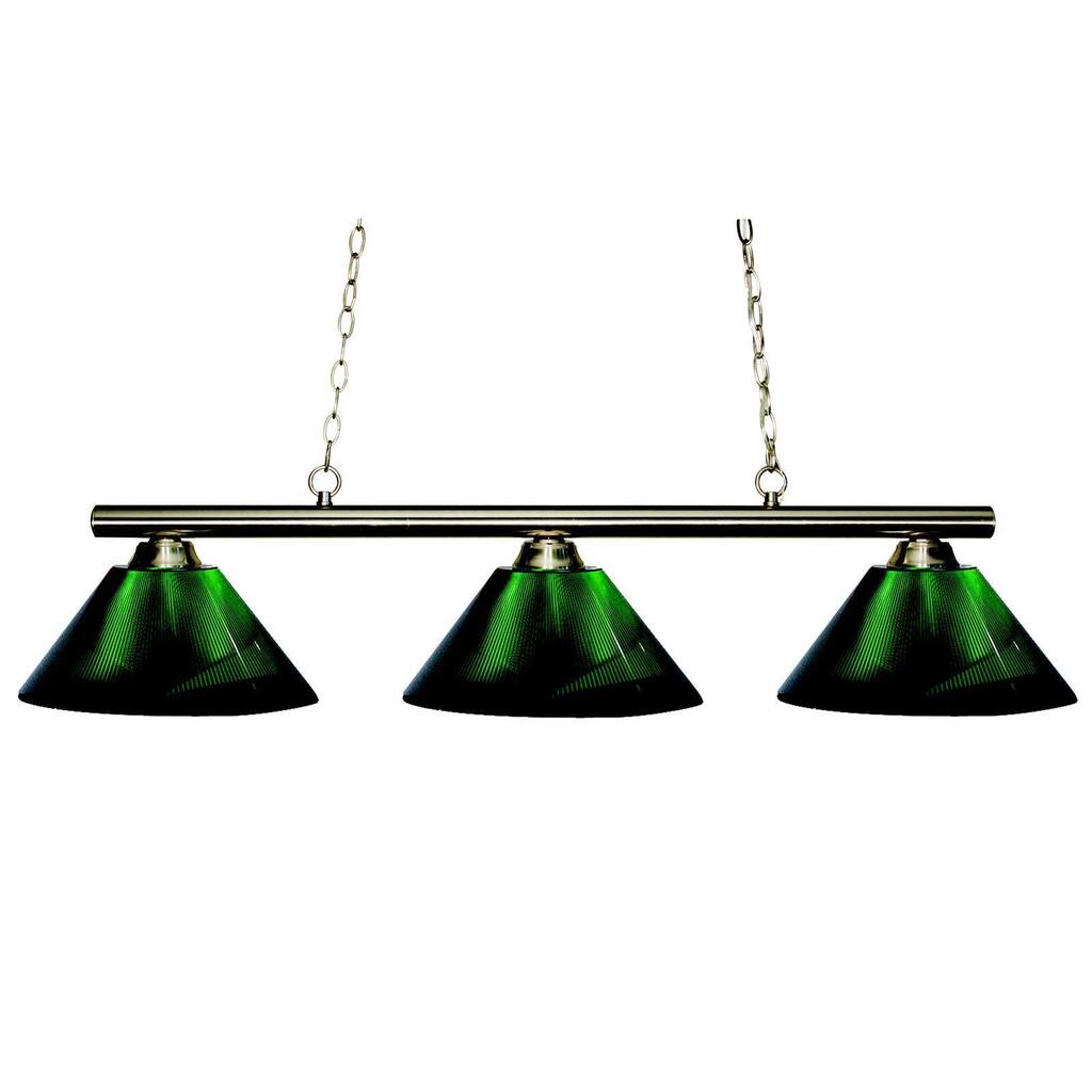 Sharp Shooter Acrylic Green 3-light Billiard Light Fixture - Brushed Nickel