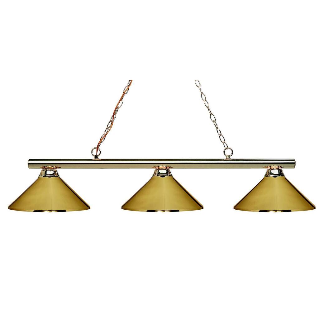 Sharp Shooter Brass 3-light Billiard Light Fixture - Polished Brass