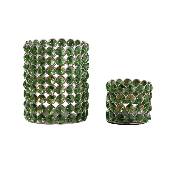 Green Crystal Beaded Tealight Set