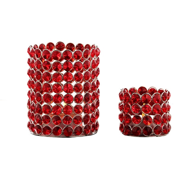 Red Crystal Beaded Tealight Set