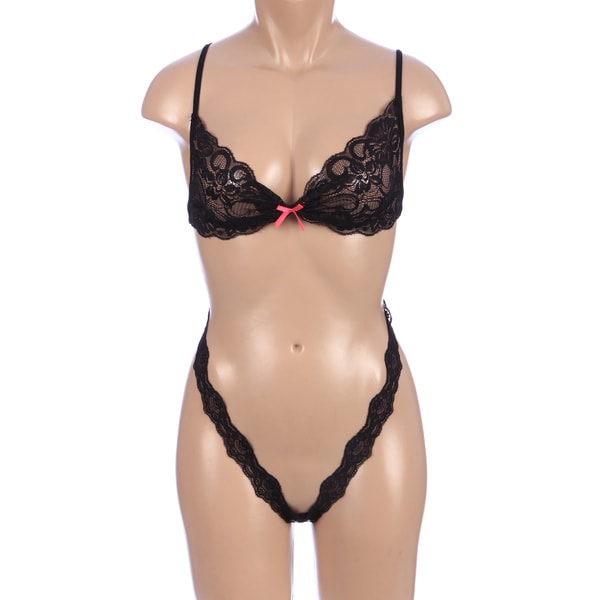 Lace Extreme V Teddy in Black by Rene Rofe Rene Rofe Lingerie