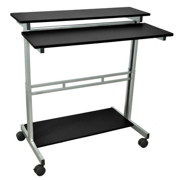 Luxor Mobile Stand-Up Computer Presentation Cart With Silver Gray Frame